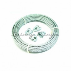 Brake Cable 8m Galvanised - 4mm with clamps