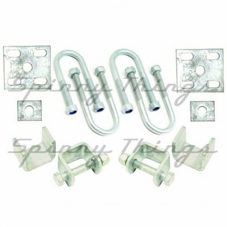 39mm Round - Single Spring U-Bolt & Hanger Kit - FULL Galvanised