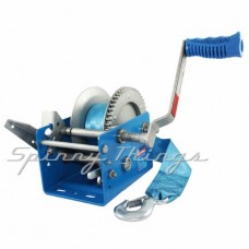 Boat Winch Braked 12:1, 5:1, 1:1 - 1150kg - Strap & Snap-on hook