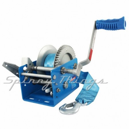 Boat Winch Braked 12:1, 5:1, 1:1 - 1150kg - Strap & Snap-on hook Boat Winch Braked 12:1, 5:1, 1:1 - 1150kg - Strap & Snap-on hook